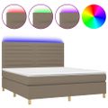 vidaXL Posteľ boxsping s matracom a LED sivohnedá 160x200 cm látka