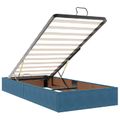 vidaXL Ottoman posteľ s matracom a LED Tmavo modrá 90 x 190 cm Zamat