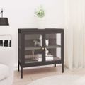 vidaXL Komoda antracitová 70x35x70 cm oceľ a sklo