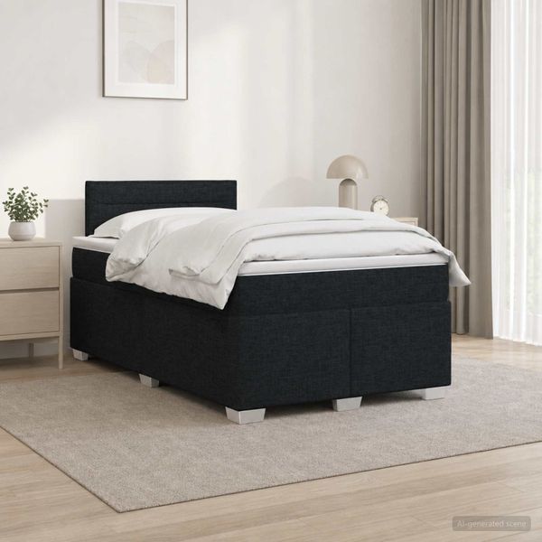 vidaXL Posteľ s boxspringom a matracom a LED Čierna 120 x 190 cm Látka