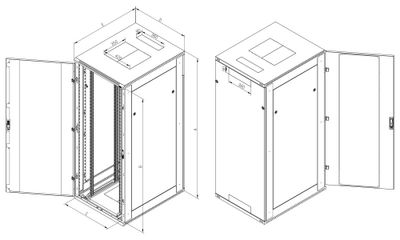 Triton 19' rozvaděč stojanový 22U/800x1000, černá Rozvadec, stojanový, 19", 22U, 800×1000, sklenené dvere, IP20, RAL9005, cerný