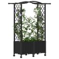 vidaXL Vyvýšený záhon s mriežkou a strechou Čierna 125 x 40 x 144 cm