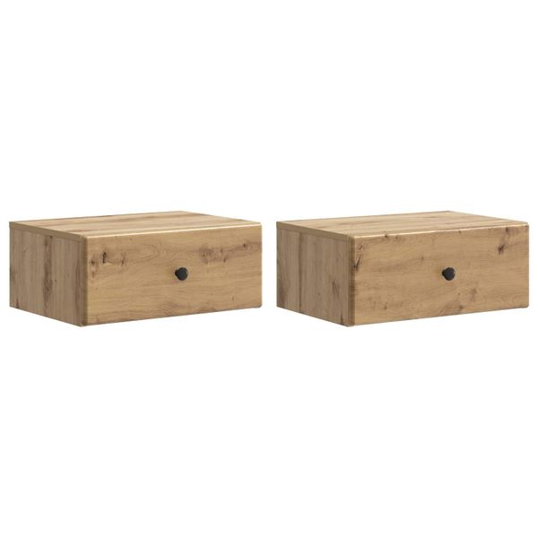 vidaXL Nástenná nočná skrinka 2 pcs Dub artisan 49 x 34,5 x 20 cm