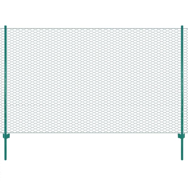 vidaXL Drôtené pletivo so stĺpikmi zelené 25x2 m oceľové