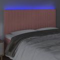 vidaXL Čelo postele s LED ružové 180x5x118/128 cm zamat