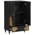 vidaXL Highboard Čierna 60 x 33 x 100 cm Masívne mango drevo