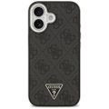 Puzdro Guess Case Magsafe 4G PU Leather Case s trojuholníkovým logom a strieborným kovovým rámom fotoaparátu pre iPhone 17 čierna