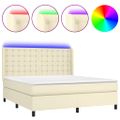vidaXL Boxspring posteľ s matracom a LED krémová 180x200 cm umelá koža