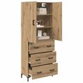 vidaXL Highboard Remeselný dub 69,5 x 34 x 180 cm Kompozitné drevo