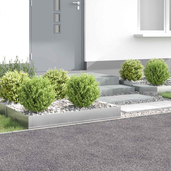 vidaXL Obrubník trávnika 4 ks 100 x 60 x 20 cm Oceľ Strieborná