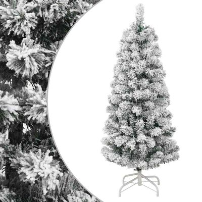 vidaXL Umelý výklopný vianočný stromček so snehovými vločkami 150 cm
