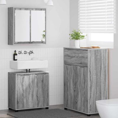 vidaXL Sada kúpeľňového nábytku 3 pcs Sivý Sonoma Kompozitné drevo