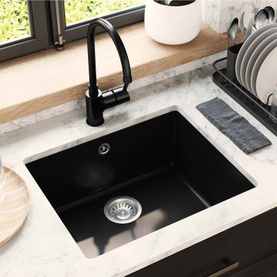 vidaXL Drez Čierna 530 x 460 mm 80% Kvárc a 20% Živica