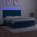 vidaXL Posteľný rám boxsping matrac a LED tmavomodrý 180x200 cm zamat