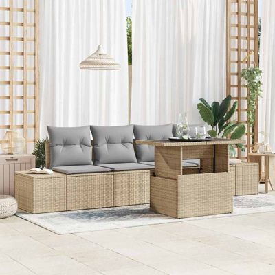 vidaXL Súprava záhradných pohoviek 5 pcs Beige a svetlo šedá