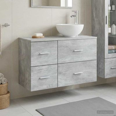 vidaXL Sada kúpeľňového nábytku 2 pcs Betónovo sivá Kompozitné drevo