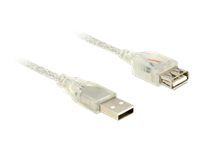 Predlžovacia šnúra USB - USB (F) do USB (M) - USB 2.0 - 50 cm - priehľadná