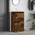 vidaXL Botník s 2 výklopnými zásuvkami dymový dub 60x42x108 cm