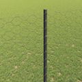vidaXL Hexagonálny plot s stĺpom 100 x 1,5 m PVC potiahnutá oceľ Sivá