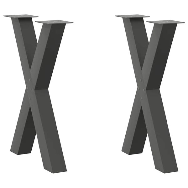 vidaXL Nohy k jedálenskému stolu v tvare X, 2 ks, antracitové, 50 x (72-73) cm, oceľ