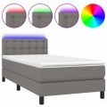 vidaXL Posteľ boxsping s matracom a LED tmavosivá 90x200 cm látka