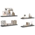 vidaXL Plávajúce nástenné police 4 ks, lesklé sivé 90x23,5x3,8 cm, MDF