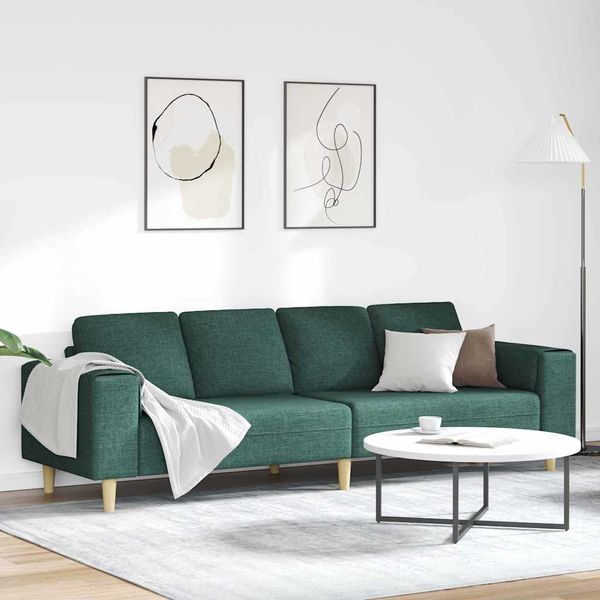 vidaXL Pohovka do obývačky Tmavozelená 250 x 77 x 76 cm Polyester