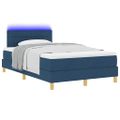 vidaXL LED box s pružinami s LED pásikmi Modrá 120 x 200 cm látka