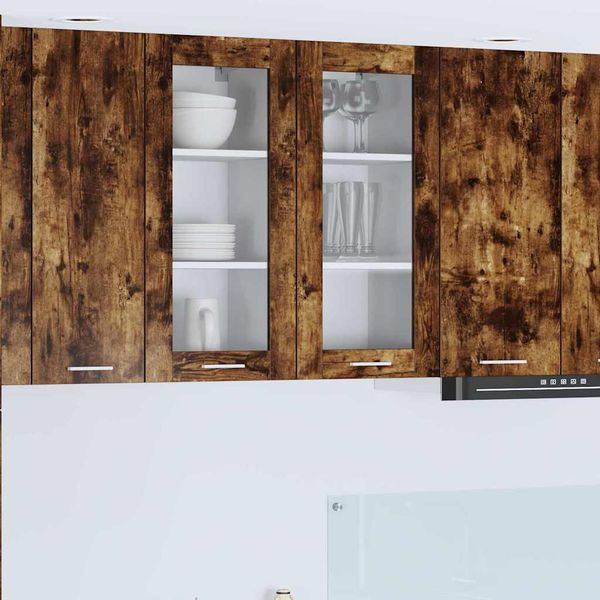 vidaXL Závesná skrinka s úložiskom 2 pcs Dymová dub 40 x 31 x 80 cm