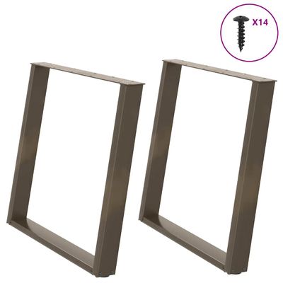 vidaXL Nohy k jedálenskému stolu v tvare U, 2 ks, prírodná oceľ, 90 x (72-73) cm, oceľ