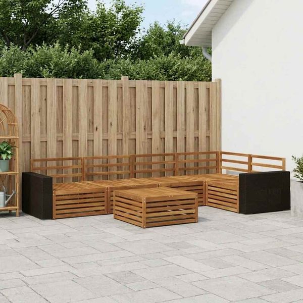 vidaXL Záhradná súprava gaučov 6 pcs Prírodná 79 x 79 x 37 cm