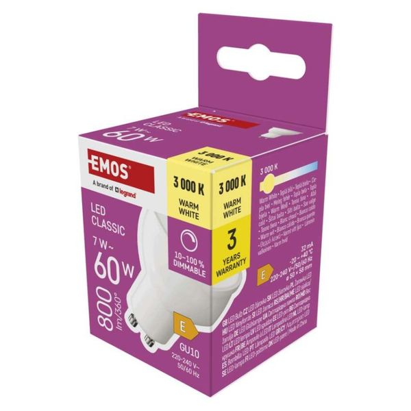 LED žiarovka Classic MR16 / GU10 / 7 W (60 W) / 800 lm / teplá biela / stmievateľné