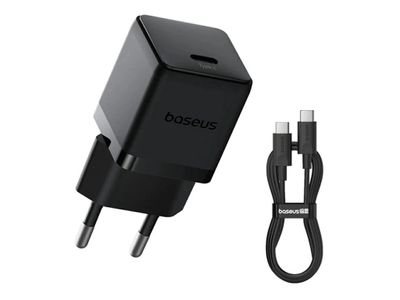 Baseus Palm Fast Nabíjačka USB-C 20W + Dátový Kábel USB-C/USB-C 1m Black