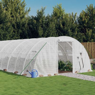 vidaXL Fóliovník s oceľovým rámom biely 64 m² 16x4x2 m