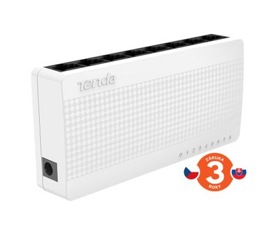 Tenda S108 8 x 10/100 Mb/s Mini Eco Switch, Desktop, Auto MDI/MDIX, spotreba do 2,1 Watt