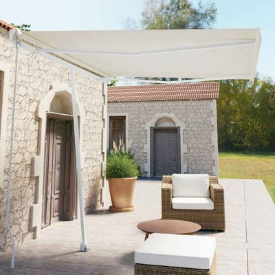 vidaXL Samostatne stojaca automatická markíza 300x250 cm krémová