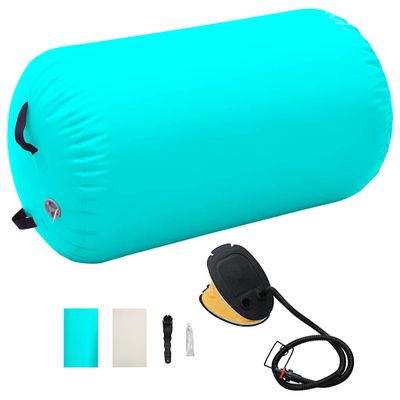 vidaXL Nafukovací gymnastický valec s pumpou 100x60 cm PVC zelený
