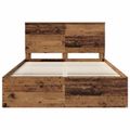 vidaXL Rám postele Staré drevo 150 x 200 cm Masívne borovicové drevo