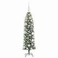 vidaXL Umelý chudý vianočný strom Zelená a biela 120 cm