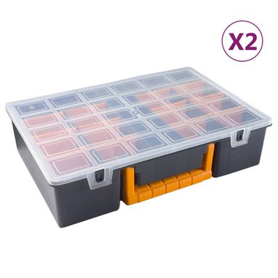 vidaXL Box na súčiastky 2 ks s priehradkami 360x250x85 mm PP