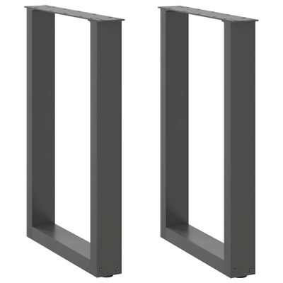 vidaXL Nohy k jedálenskému stolu v tvare U, 2 ks, antracitové, 50 x (72-73) cm, oceľ