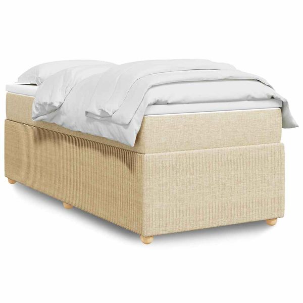 vidaXL Posteľný rám boxsping s matracom krémový 90x200 cm látka