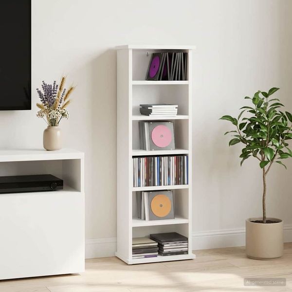 vidaXL CD Skrinka Biela 60 x 17 x 92 cm Kompozitné drevo