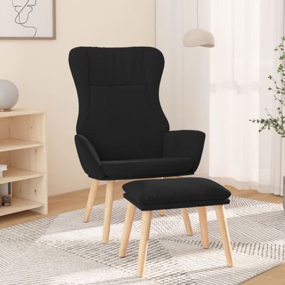 vidaXL Relaxačné kreslo s podnožkou čierne látka