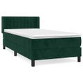 vidaXL Posteľný rám boxsping s matracom tmavozelený 90x200 cm zamat