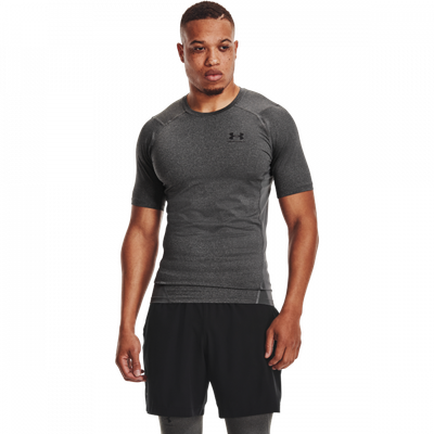 Kompresné tričko HG Armour Comp SS Grey - Under Armour, veľkosť S, 47% cotton, 48% viscose, 5% elastan