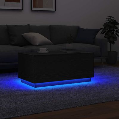 vidaXL Konferenčný stolík s LED svetlami, čierny dub 90x49x40 cm