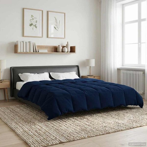 vidaXL Zimný prehoz Šnurovaný Tmavomodrá 200 x 220 cm Mikrovlákno