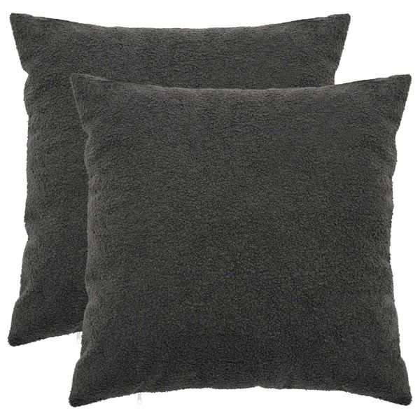 vidaXL Poťah na podložku 2 pcs HEERLEN Tmavosivá 80 x 80 cm Bouclé