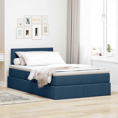 vidaXL Postel s úložným prostorem a matrací Modrá 120 x 190 cm Zamat